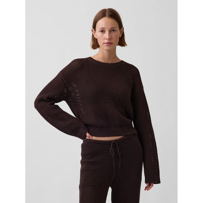 Women's 100% Cotton Crochet Relaxed Sweater