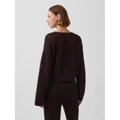 Women's 100% Cotton Crochet Relaxed Sweater