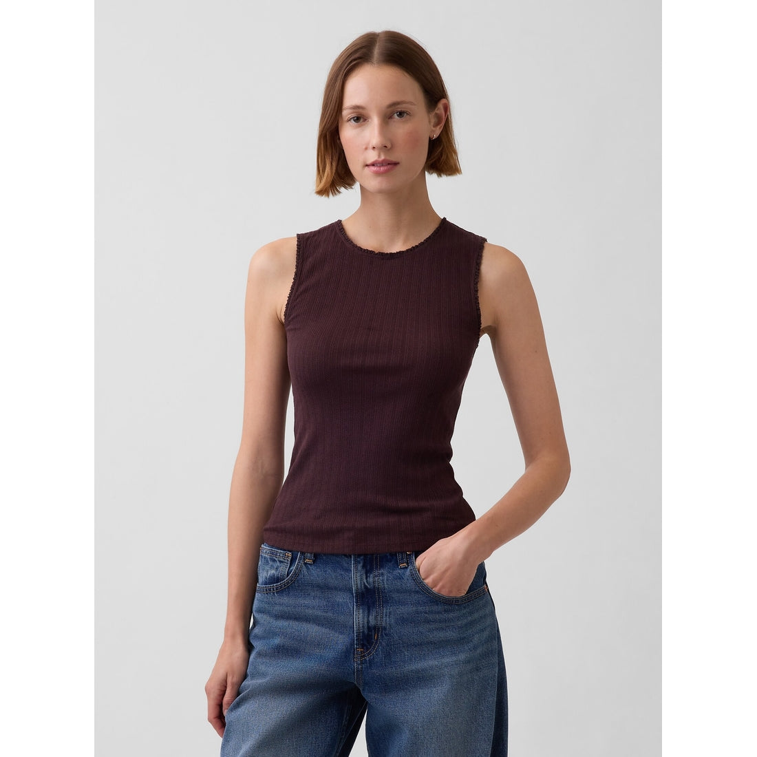 Women's Pointelle Shell Tank Top