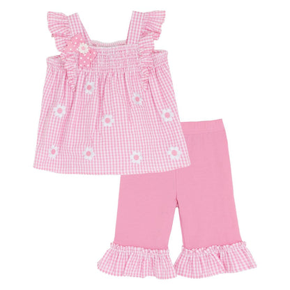 Rare Editions Baby Girls' Embroidered Daisy Sleeveless Top and Capri Pants, 2-Piece Set