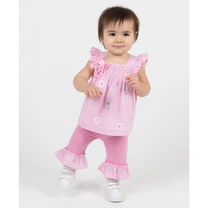 Rare Editions Baby Girls' Embroidered Daisy Sleeveless Top and Capri Pants, 2-Piece Set