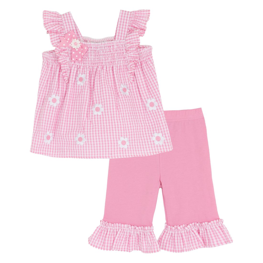 Rare Editions Baby Girls' Embroidered Daisy Sleeveless Top and Capri Pants, 2-Piece Set