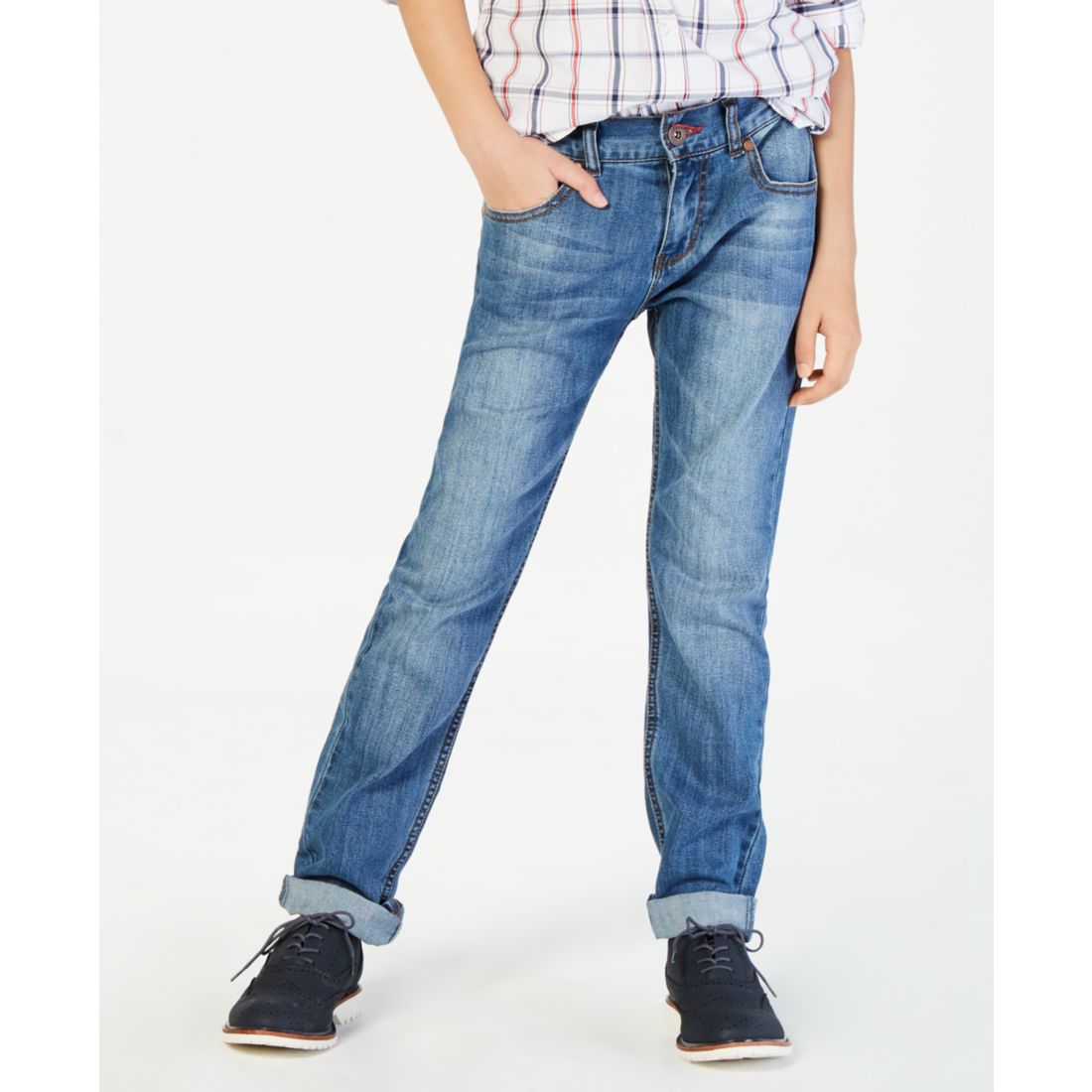 Tommy Hilfiger Big Boys Straight-Fit Stone Blue Jeans