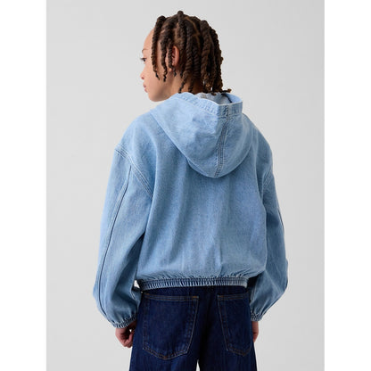 Boys' Denim Relaxed Hooded Jacket