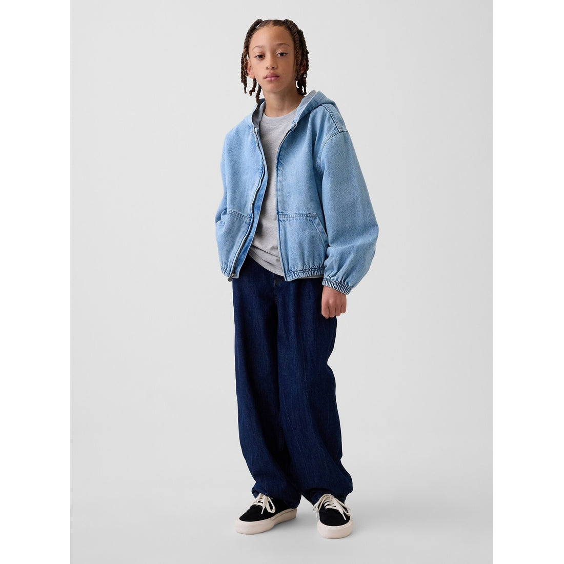 Boys' Denim Relaxed Hooded Jacket