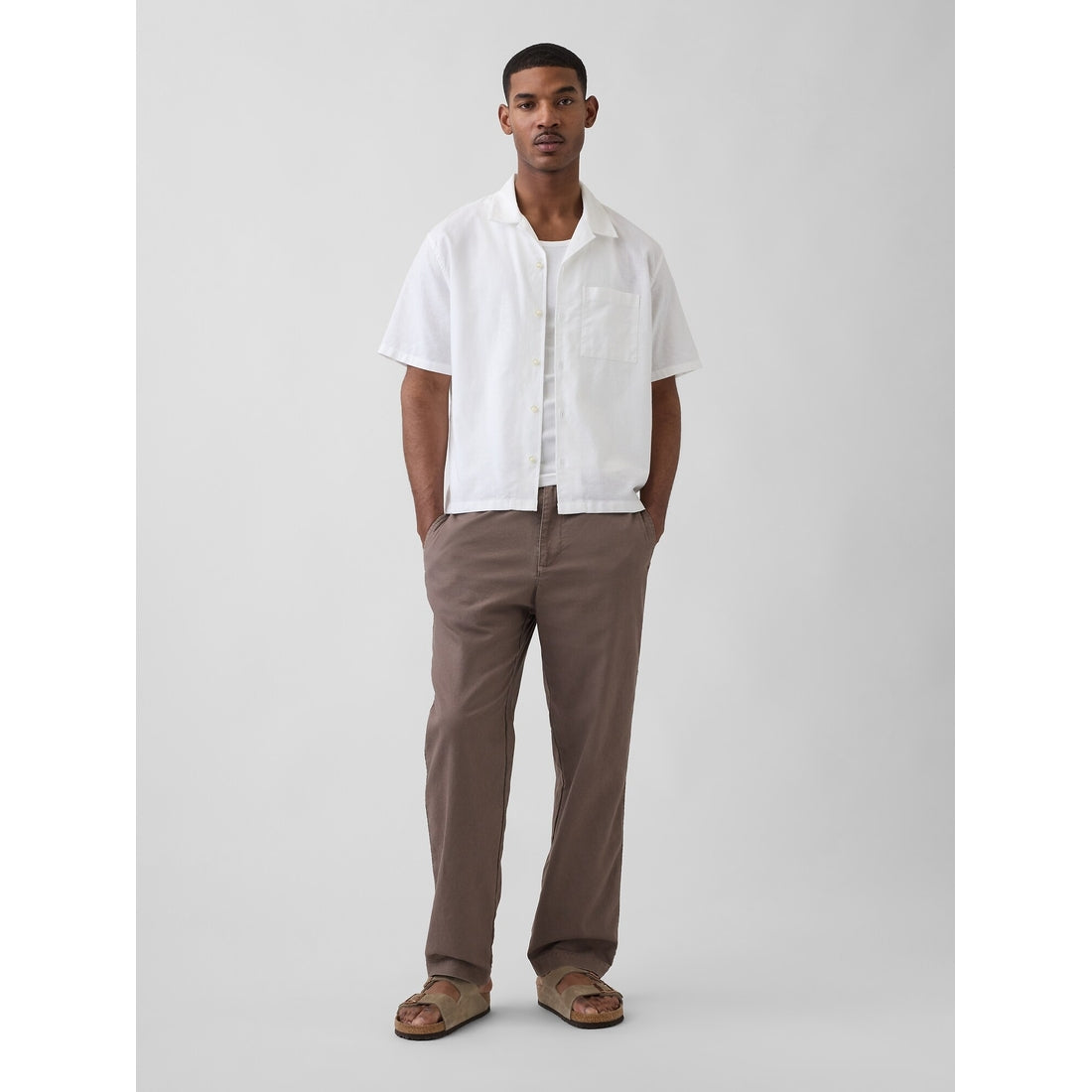 Men's Linen-Cotton Relaxed Taper Pants