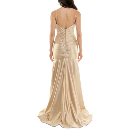 Katia Rae Juniors' Sleeveless Glitter-Knit Gown