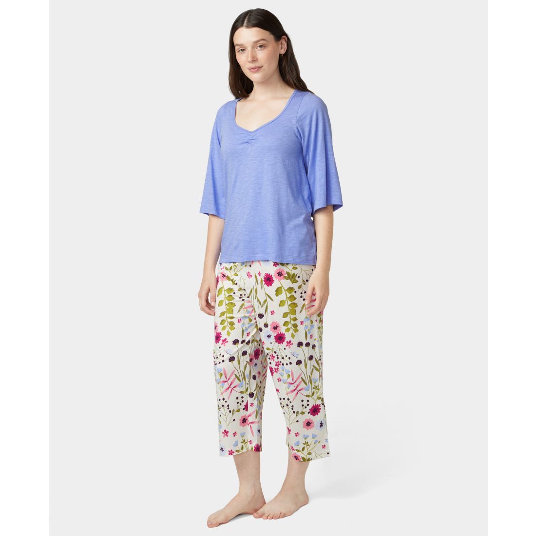 Hue Women's Shirred Bell Sleeve Pajama T-Shirt