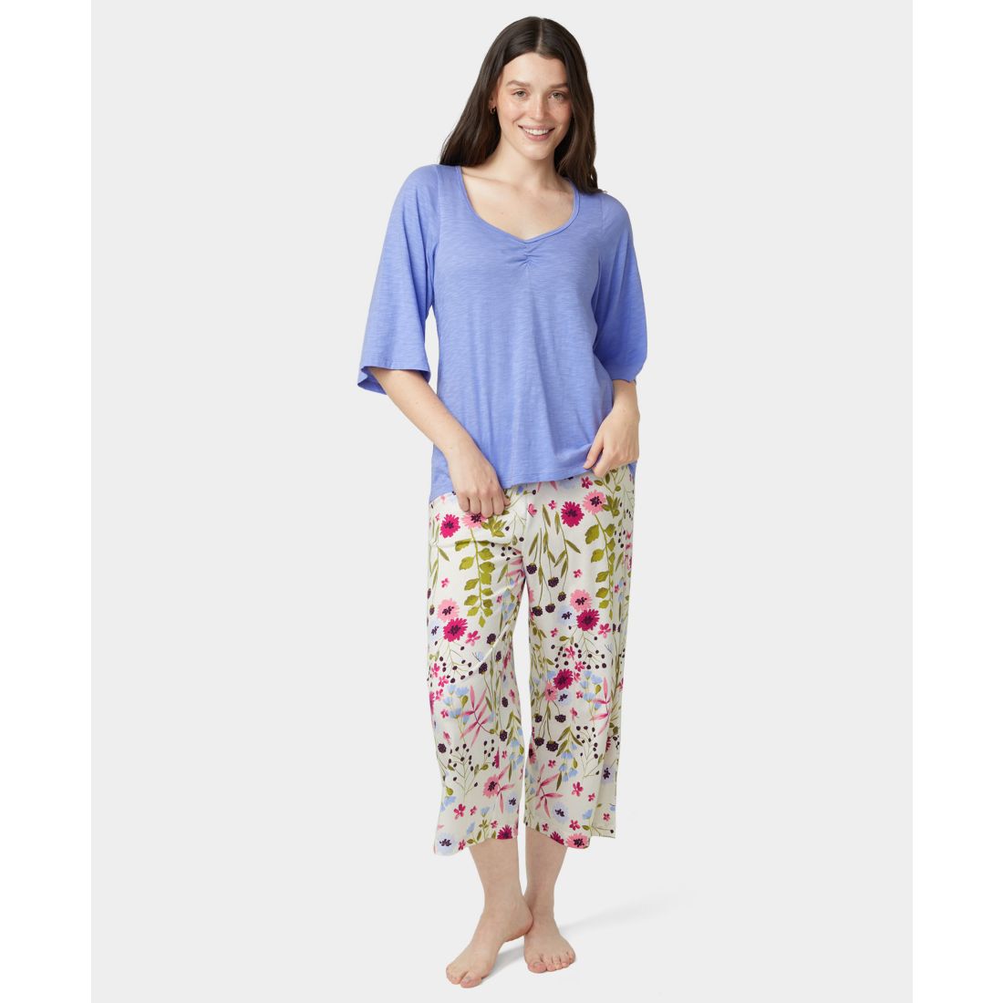 Hue Women's Shirred Bell Sleeve Pajama T-Shirt
