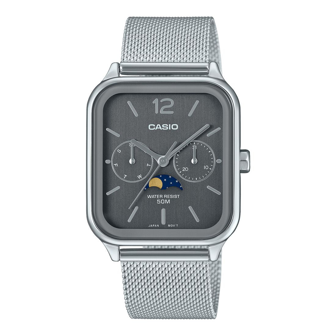 Casio Men's Silver-Tone Stainless Steel Watch, 34mm