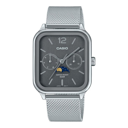 Casio Men's Silver-Tone Stainless Steel Watch, 34mm