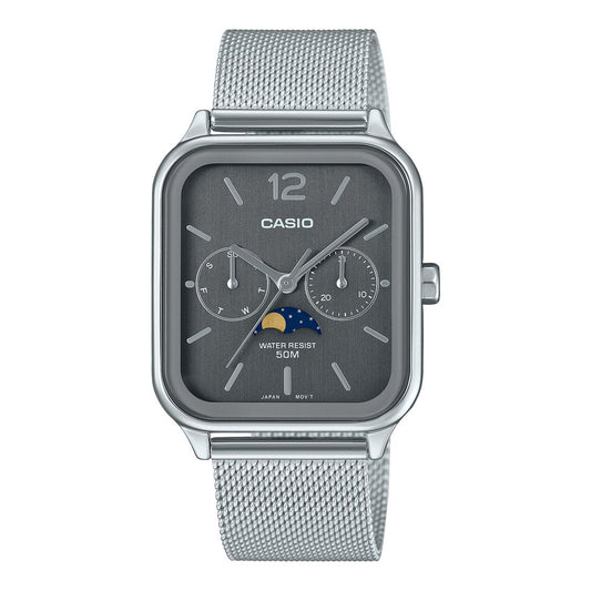 Casio Men's Silver-Tone Stainless Steel Watch, 34mm