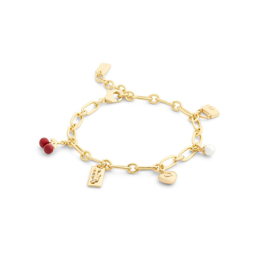 Coach Faux Stone Signature Cherry Charm Link Bracelet