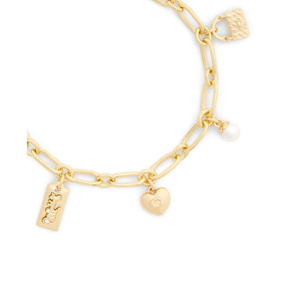 Coach Faux Stone Signature Cherry Charm Link Bracelet