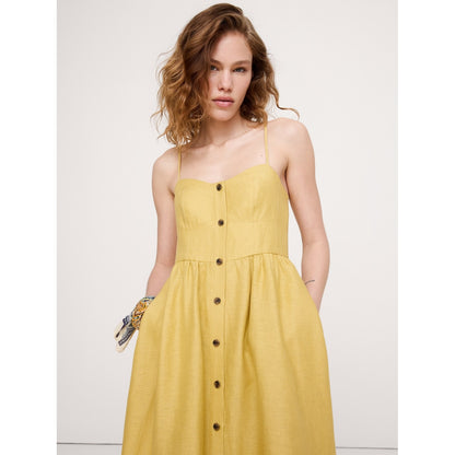 Women's Linen Corset Button-Down Dress
