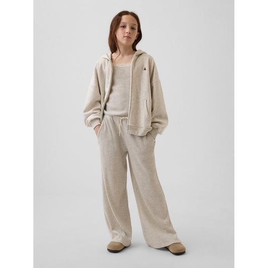 Girls' Waffle Relaxed Easy Wide-Leg Pants