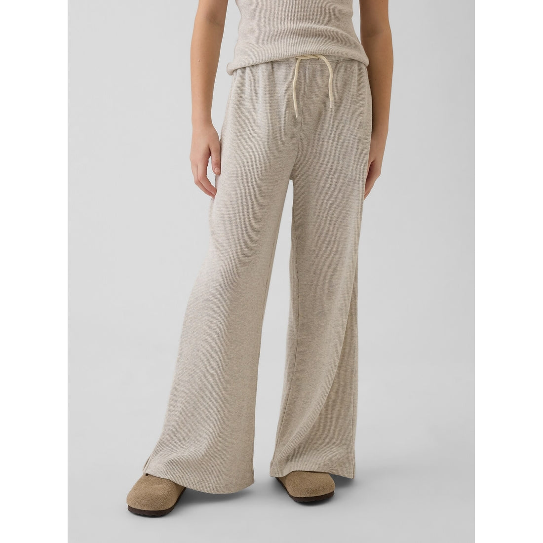 Girls' Waffle Relaxed Easy Wide-Leg Pants