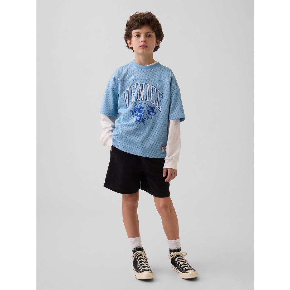 Boys' Mesh Oversized Graphic Jersey T-Shirt