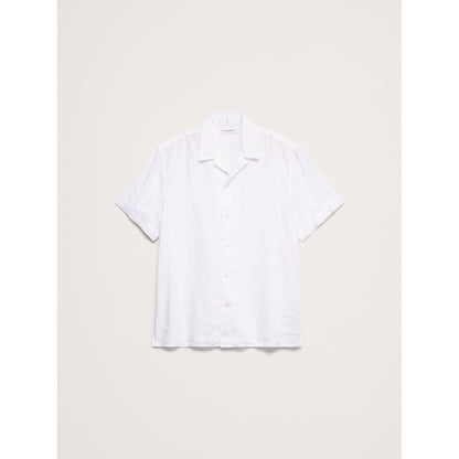Men's Standard-Fit Linen-Cotton Eyelet Stripe Resort Shirt