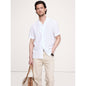 Men's Standard-Fit Linen-Cotton Eyelet Stripe Resort Shirt