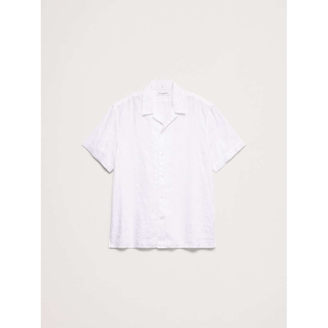 Men's Standard-Fit Linen-Cotton Eyelet Stripe Resort Shirt