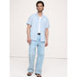 Men's Standard-Fit Linen-Cotton Eyelet Stripe Resort Shirt