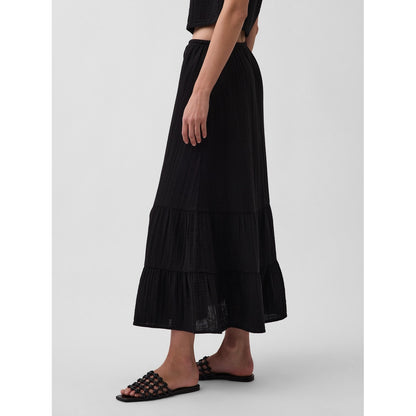 Women's Cotton Gauze Easy Tiered Maxi Skirt