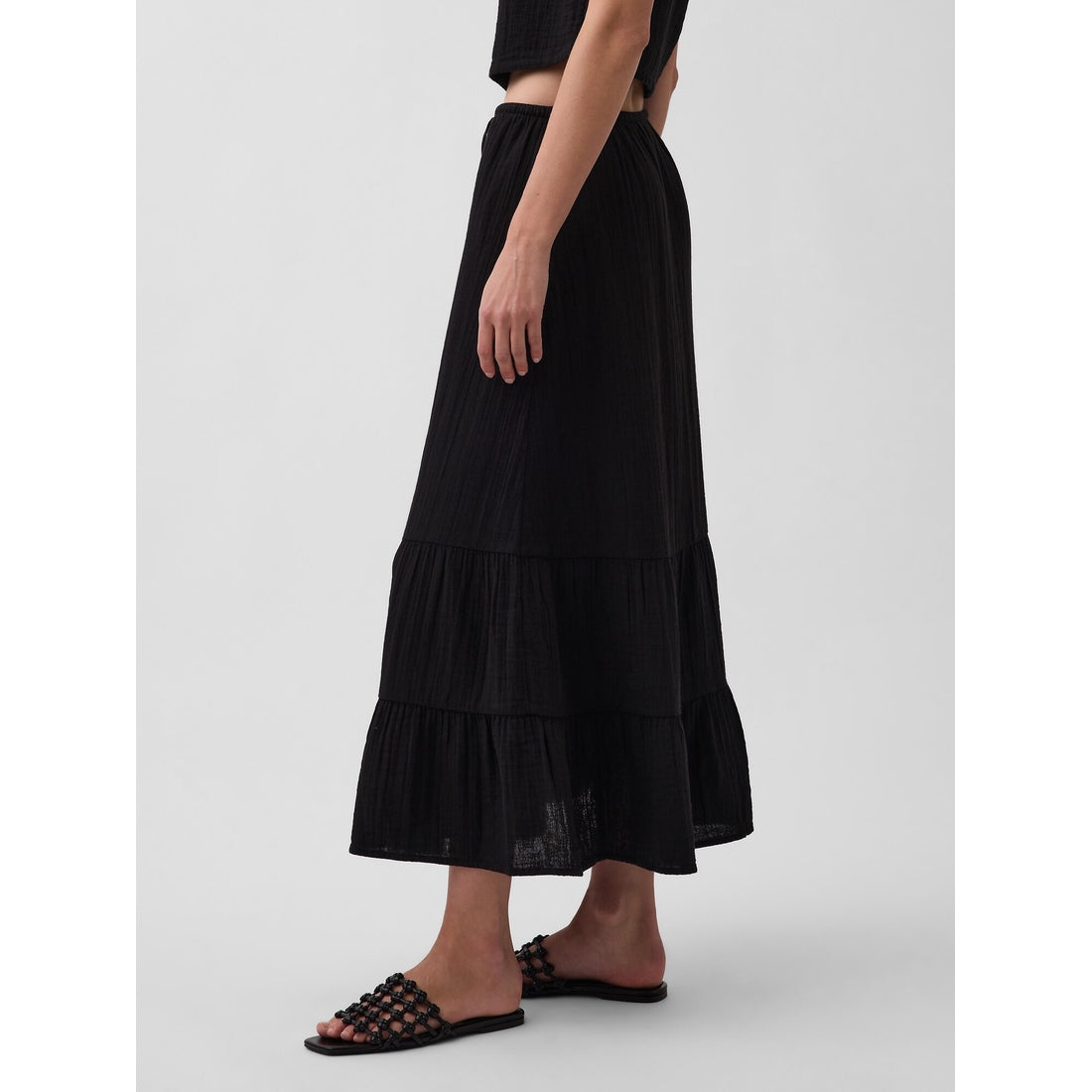 Women's Cotton Gauze Easy Tiered Maxi Skirt