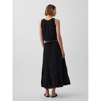 Women's Cotton Gauze Easy Tiered Maxi Skirt