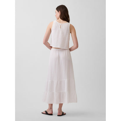 Women's Cotton Gauze Easy Tiered Maxi Skirt