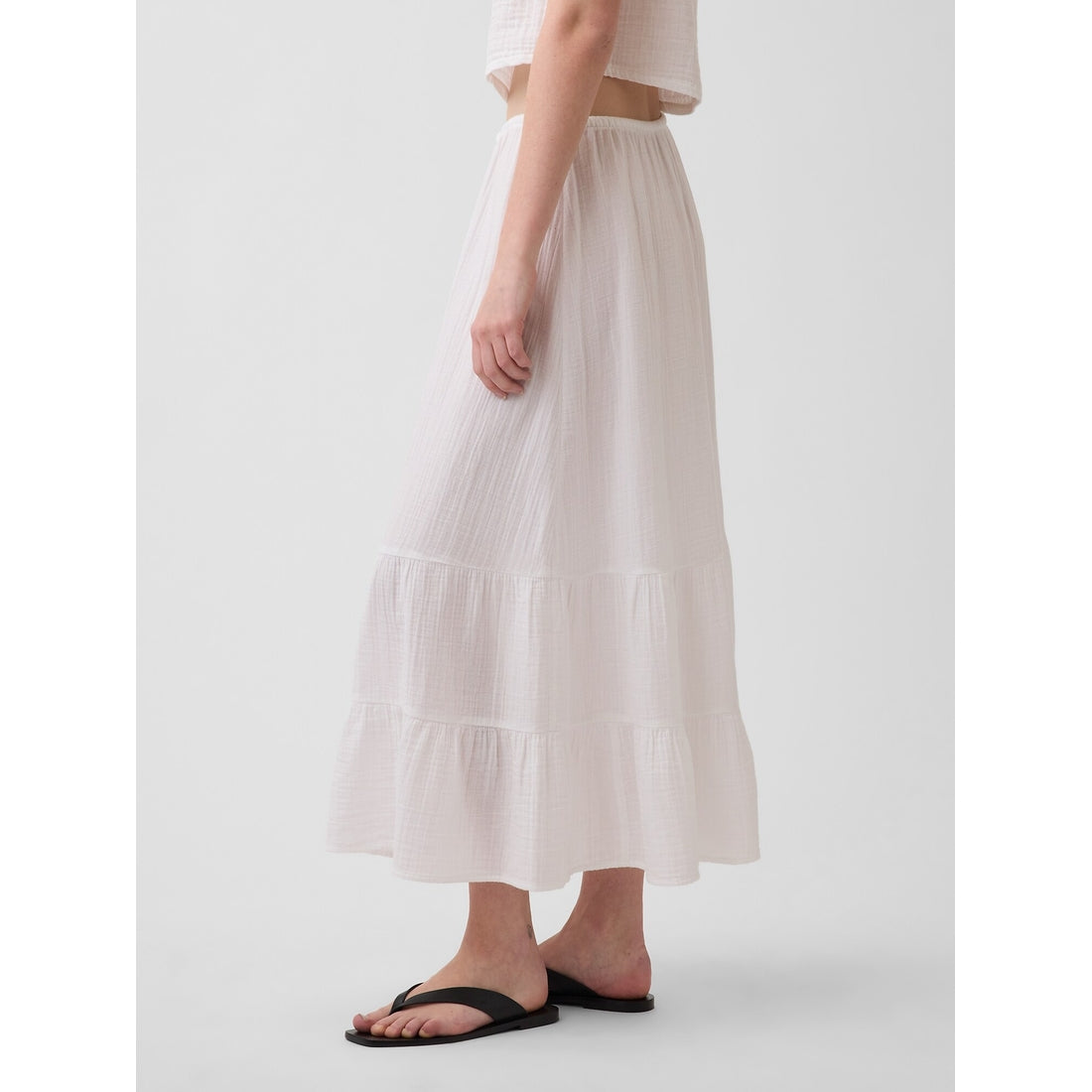 Women's Cotton Gauze Easy Tiered Maxi Skirt