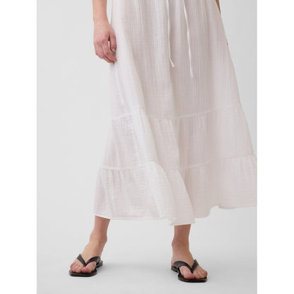 Women's Cotton Gauze Easy Tiered Maxi Skirt