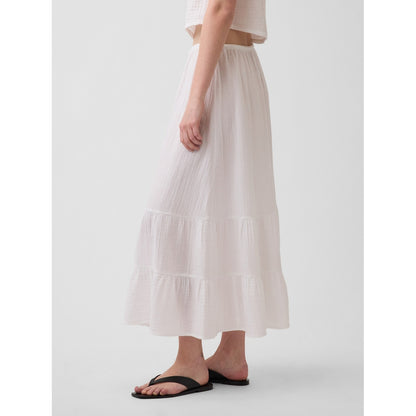 Women's Cotton Gauze Easy Tiered Maxi Skirt