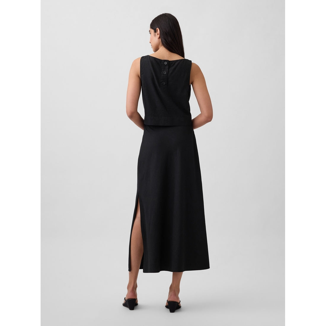 Women's Linen-Blend Maxi Slip Skirt