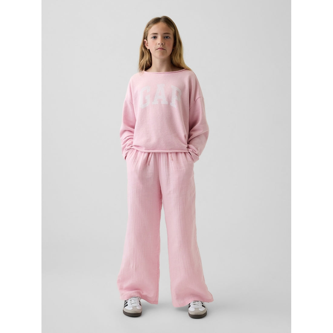 Girls' Cotton Gauze Wide-Leg Pants