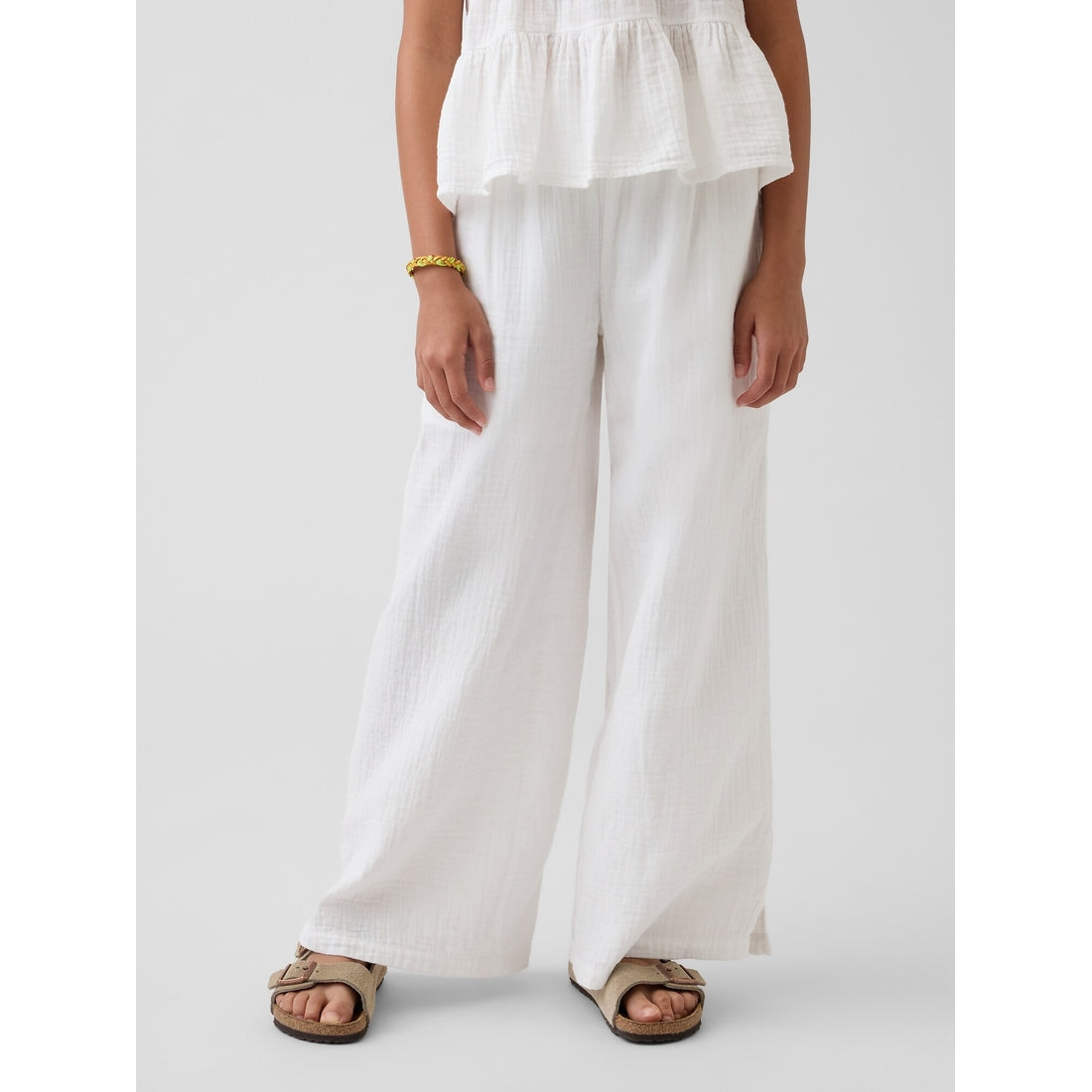 Girls' Cotton Gauze Wide-Leg Pants
