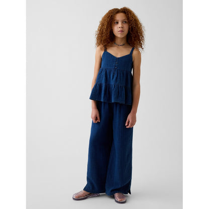 Girls' Cotton Gauze Wide-Leg Pants