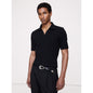 Men's Ribbed Stretch-Cotton Johnny-Collar Polo Shirt
