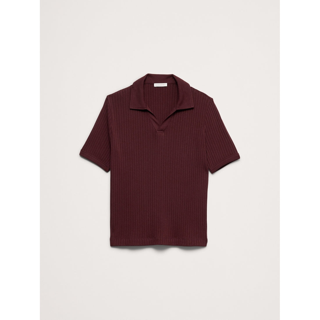 Men's Ribbed Stretch-Cotton Johnny-Collar Polo Shirt