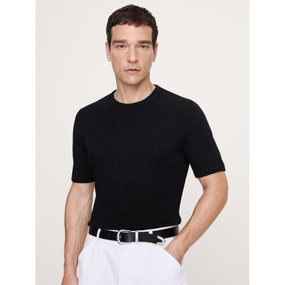 Men's Ribbed Stretch-Cotton Crew-Neck T-Shirt