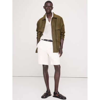 Men's Linen-Cotton Johnny-Collar Sweater Polo Shirt