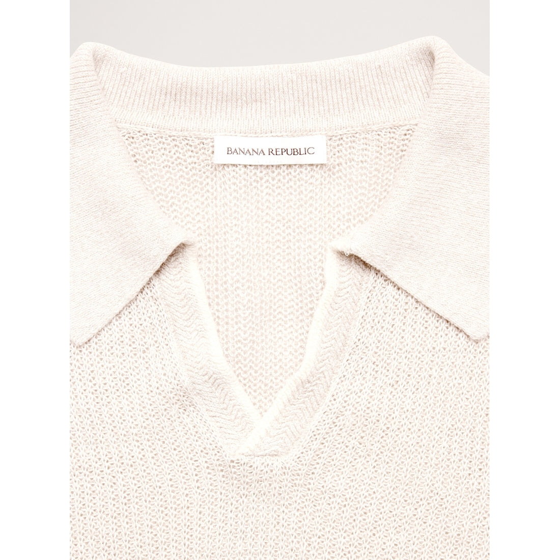 Men's Linen-Cotton Johnny-Collar Sweater Polo Shirt