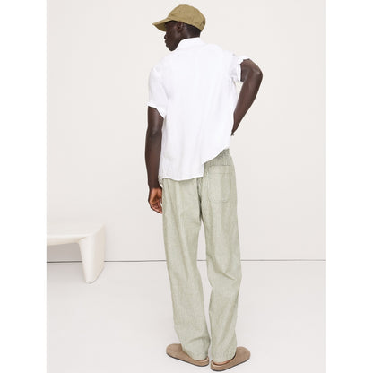 Men's Relaxed Linen-Cotton Pleated Pull-On Pant