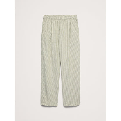 Men's Relaxed Linen-Cotton Pleated Pull-On Pant