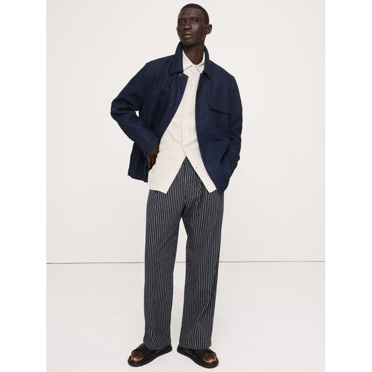 Men's Relaxed Linen-Cotton Pleated Pull-On Pant