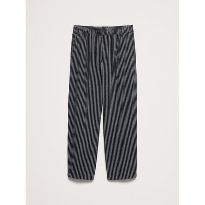 Men's Relaxed Linen-Cotton Pleated Pull-On Pant