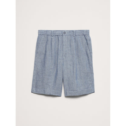 Men's 9" Pleated Linen-Cotton Pull-On Short