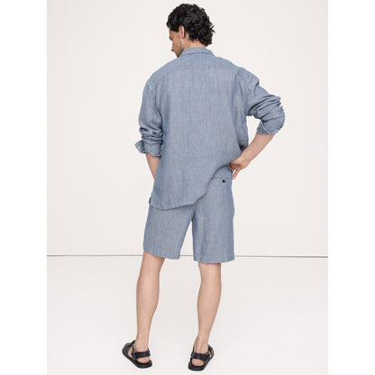 Men's 9" Pleated Linen-Cotton Pull-On Short