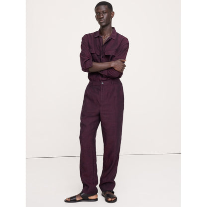Men's Straight Linen Pull-On Dress Pant
