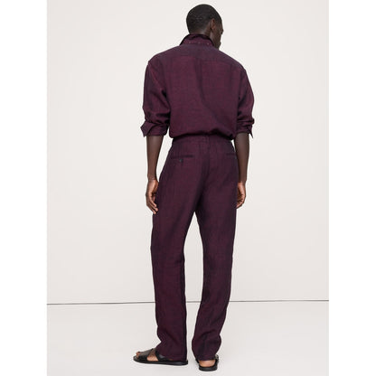 Men's Straight Linen Pull-On Dress Pant